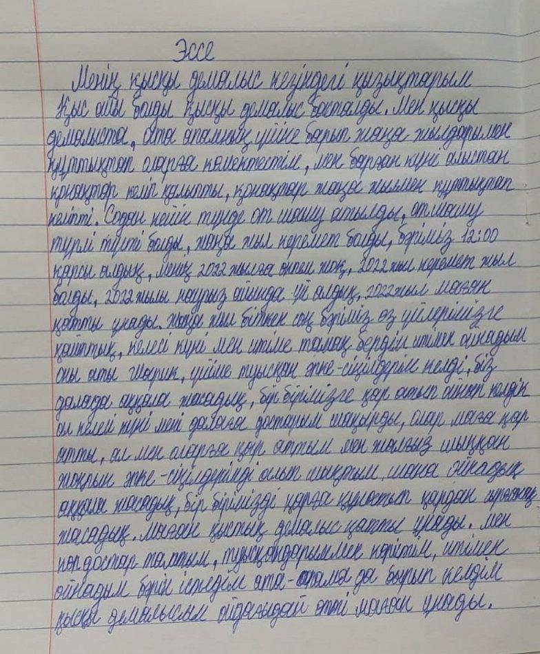 Эссе байқауы, "Менің қысқы каникул кезіндегі қызықтарым"